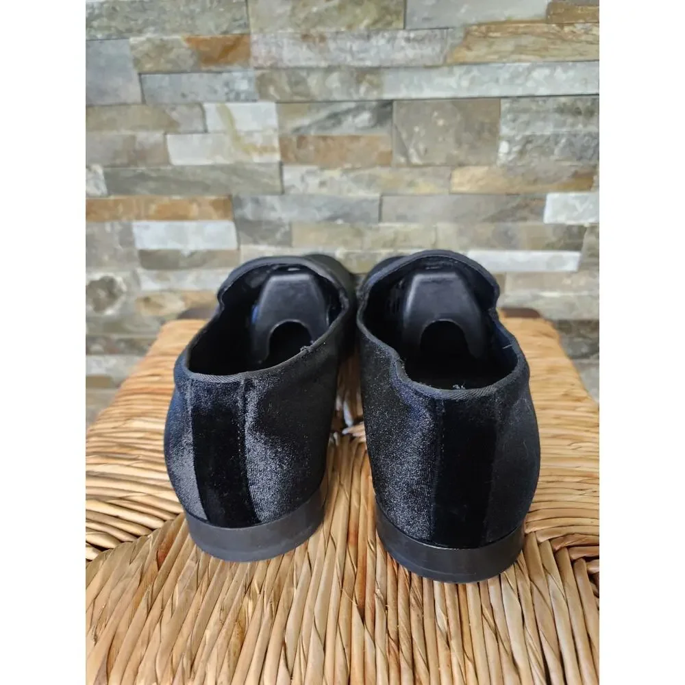 Zara Black Velvet Gold Emperor Embroidered Loafers Slip On Shoe Mens US 12 EU 45